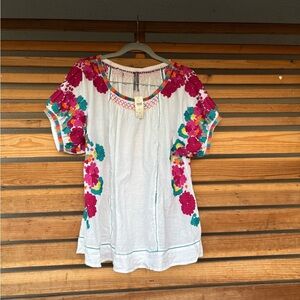 Anthropologie Floral Embroidered Women's Top